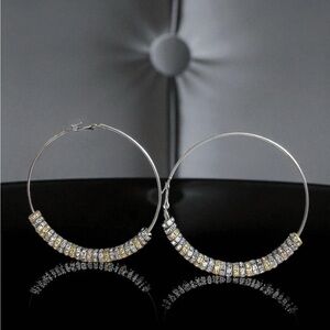 Elegant Silver and Gold Hoop Earrings